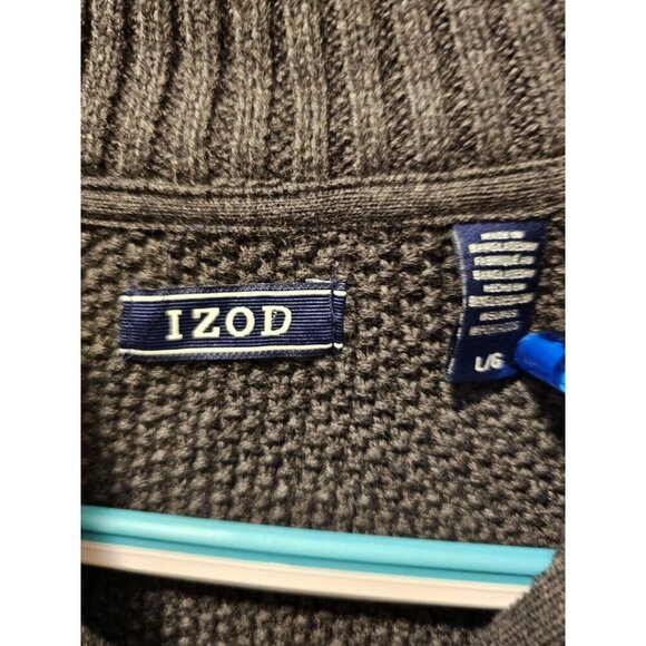 NWT‎ Men's IZOD Fair Isle 1/4 Zip Sweater Dark Gray Size Large - Picture 4 of 11